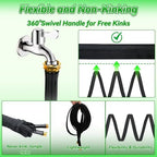 Non-Expanding Garden Hose 100FT, Lightweight Flexible Hose with 10 Function Nozzles, Leak-Proof Metal Interface, Kink Free, Wear-Resistant, Outdoor Long Hose Pipe for Car Wash, Yard, Lawn - Image 3