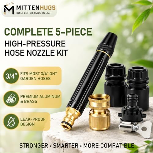 High Pressure Hose Nozzle Metal Fits US Garden Hoses with 3 Spray Modes - Image 2