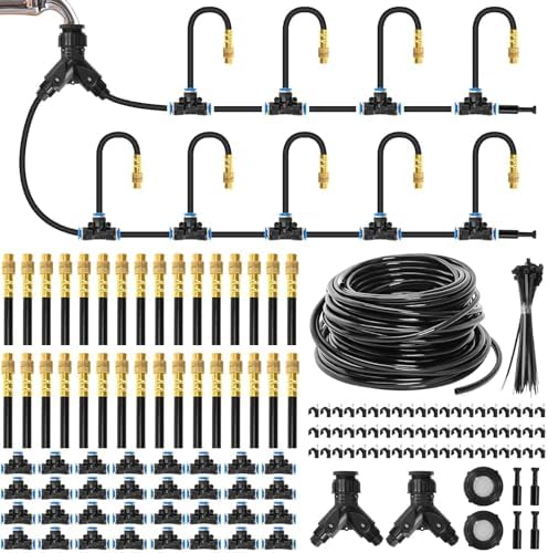 200Ft 1/4” Drip Irrigation System – Drip Irrigation Kit & Garden Watering System with 32 Pcs 360° Adjustable Copper Nozzles, Automatic Mist Spray for Raised Bed, Lawn, Garden & Potted Plants by VibeHaven