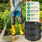 110FT Sewer Jetter Kit for Pressure Washer, 5800PSI Drain Cleaner Hose 1/4 Inch NPT Corner, Rotating Button and Spray Sewer Jetting Nozzle, Water Jet Drain Cleaner Spanner Tape Pearl Corsage Pin - Image 2