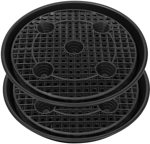 Plastic Plant Saucer Stand,2-Pack 18 19 inch, Elevated Plant Saucer Self-Watering Fabric Pot Base, Use Nonwoven Grow Bags, Plant Saucers Flower Pot Tray for Indoor-Outdoo and Grow Tents Greenhouses by NIMYAU