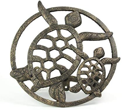 Zeckos Sea Turtle Garden Hose Holder, 12.25 Inch Diameter Bronze Cast Iron - Image 6
