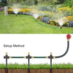 FANHAO Above Ground Irrigation Garden Sprinkler System, Metal Adjustable Garden Sprinkler Set, 360 Degree Large Area Coverage Irrigation Kit for Lawn, Patio, Flower Bed & Garden - Image 4
