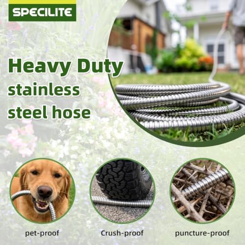 SPECILITE 50ft 304 Stainless Steel Garden Hose with Swivel Handle Nozzle - Image 6
