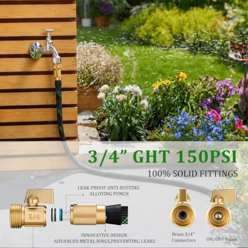 Non-Expandable Garden Hose 75FT, Lightweight Flexible Water Hose - Image 5