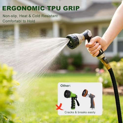 FANHAO Metal Thumb Control Garden Hose Nozzle Heavy Duty, 8 Spray Patterns - Image 5