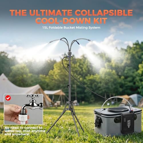 Portable Misting System with 15L Bucket, 10000mAh, 4.2FT Adjustable, Grey - Image 2