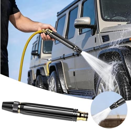 Home High Pressure Car Wash Water Gun with Booster Nozzle, Heavy Duty Metal Garden Hose Spray Nozzle, High Pressure Car Wash Gun with Multiple Patterns for Lawn Watering Plants (Black-10m hose) - Image 7