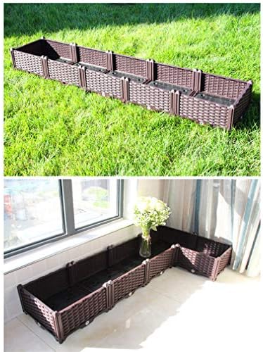 Hershii Plastic Raised Garden Bed Planter Kit DIY Indoor Outdoor Rectangular Vegetable Herb Flowers Planting Extra Deep Container Box Gardening Decoration Gift for Patios, Lawn, Yard, Porch - Black - Image 4