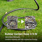 Guitrees 2026 Upgraded Garden Hose 150FT x 3/4", Heavy Duty Rubber Water Hose with Five Layered Braiding, Swivel male and female Nickel-plated Brass Fittings, 1200PSI Burst, 300PSI Working (Black) - Image 4