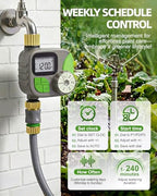 Brass Sprinkler Timer, IP55 Programmable Hose Water Timer with 3 Watering Program, Digital Watering System with Rain Delay & Manual Override, for Garden, Lawn, Yard Care - Green - Image 3