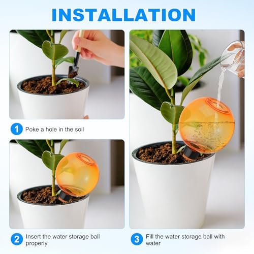 M METERXITY 4-Pack Plant Self Watering Globes, 6.9 oz Plastic Bubble Water Bulbs Top Fill for Indoor/Outdoor Plants, Self Watering Spikes Slow Release Terracotta [Orange] - Image 4