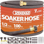 100FT 1/2-Inch Soaker Hose, Flexible with Solid Brass Connector, Leak-Resistant Watering System for Gardens & Vegetable Beds by ZIXIXIZ