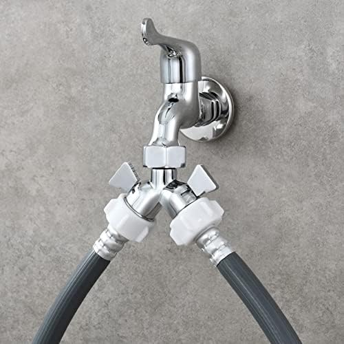 Tecmolog 2 Way Brass Hose Splitter Heavy Duty 3/4" Garden Hose Splitter with Shut Off Valve Chrome, DSF017A - Image 2