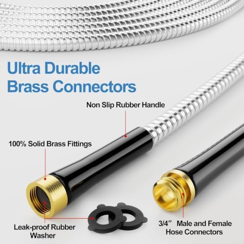 SPECILITE 125ft 304 Stainless Steel Metal Garden Hose with Rubber Grip - Image 2