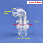 Fish Tank Tube Adapter 5pcs 16mm 20mm Fish Tank Garden Irrigation Hose Fittings, Acrylic Inlet Direct and Elbow Fitting, Aquarium Bulkhead Adapter(16x61mm) - Image 2
