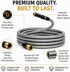 100 FT Metal Garden Hose, Stainless Steel Water Hose, Kink-Free Lightweight Heavy Duty Garden Hose with Brass Fittings & Nozzle, Flexible Non-Expandable Hose - Image 2