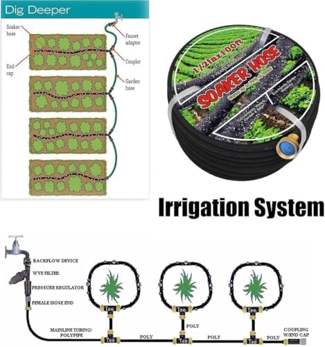 Soaker Hose 1/2" 100ft Rubber Garden Soaker Hoses Kit - Image 6