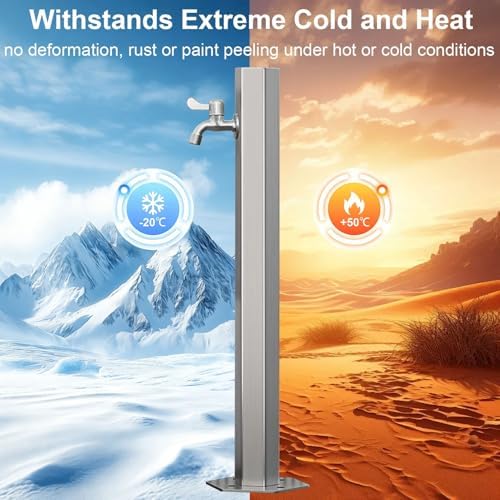 304 Stainless Steel, Outdoor Water Column Garden Water Tap, Antifreeze Hose Faucet Extender Water Column with Faucet, Frost Proof Hydrant for Yard(Short Height:50cm/19.7in) - Image 7