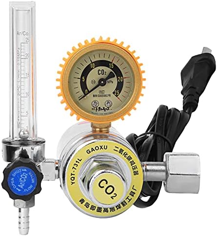 FLEXMAN CO2 Regulator, Carbon Dioxide Decompressor, Zinc Alloy G5/8in Female Thread Heating Reducer for Pressure Indication, Voltage Stabilization (36V) by flexman