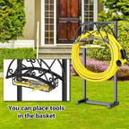 Garden Hose Holder, Freestanding Hose Reel Stand with Storage Basket - Image 2