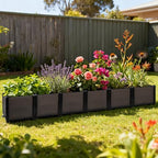 Large Raised Planter Box Outdoor Self Watering 94.4"x15.7"x14.2", Deep Raised Garden Bed - Elevated Garden Box with Drainage Plug, Rectangular Garden Planter Perfect for Patio Balcony Deck - Image 2