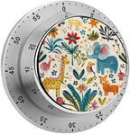 Mechanical Kitchen Timers for Cooking,Jungle Animal Pattern Printed 60 Minute Magnetic Countdown Timer,Cute Cooking Timers with Alarm,Stainless Steel Time Timer Manual No Batteries Required by Unknown