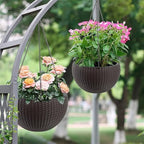 13.4 inch Self-Watering Hanging Planters, 13.4 Inch, Brown, 2 by Noeko