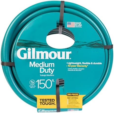 Gilmour Medium Duty 5/8" x 150' Garden Hose, Flexible and Kink Resistant Outdoor Hose, Blue by Gilmour