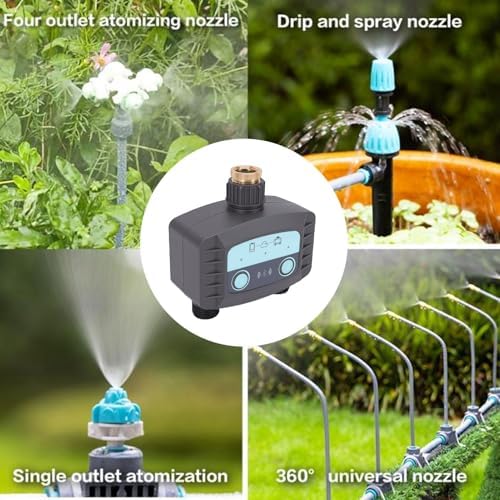 Water Timer,2 Zone Smart Irrigation Timer Water Valve Controller with Brass Inlet Outlet for Outside Patio Garden Beaches Lawn Yard, Hose Sprinkler, 500 to 1700Lh - Image 5