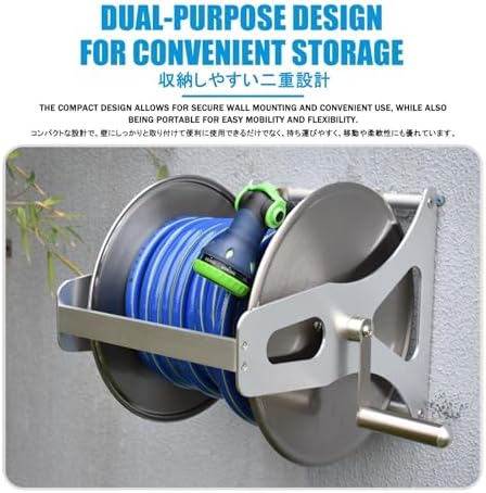 Stainless Steel Garden Hose Holder - Freestanding & Wall-Mount Metal Reel for Easy Installation, Perfect for Plant Watering & Car Washing, Durable & Rust-Resistant Design - Image 6