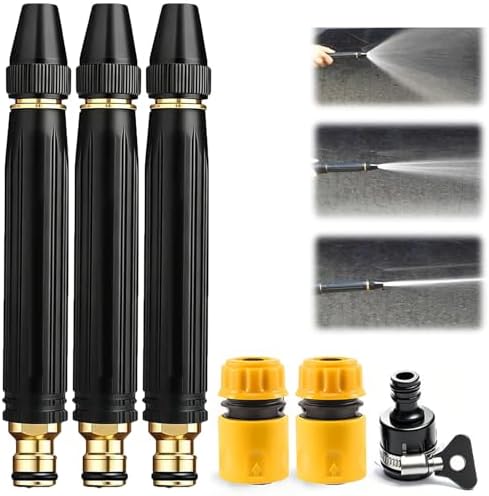 Heavy Duty Adjustable High Pressure Hose Nozzle, 2026 Upgraded Portable High Power Sprayer for Cleaning Car, Driveway, Patio, Yard Watering Plants (3) by Aximemo