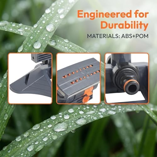 2026 New Adjustable Oscillating Sprinkler Wide Coverage, 16-Nozzle Oscillating Sprinkler, Lawn Sprinkler Oscillating, Mini Turbo Oscillating Water Sprinkler (Green, with 5m Hose) - Image 6