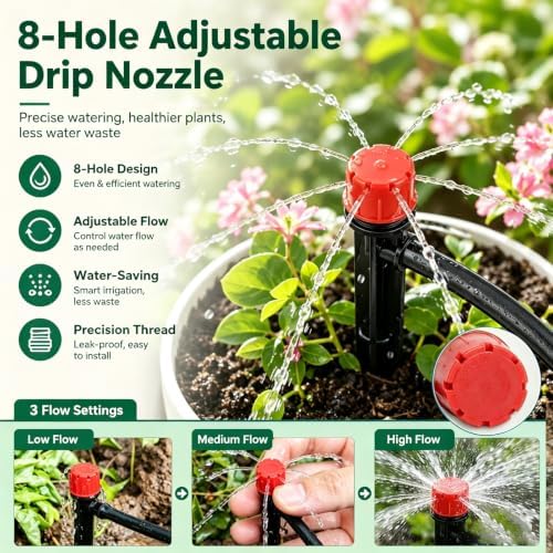 Garden Watering Hose Spray Misting and Drip Irrigation System Kit - Image 2