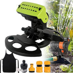 Adjustable Oscillating Sprinkler Wide Coverage, 360° Rotating Lawn Sprinklers, Adjustable 16-Nozzle Mini Turbo Oscillating Water Sprinklers for Lawn Yard Garden Watering (Green, with nozzles) by GDSAFS