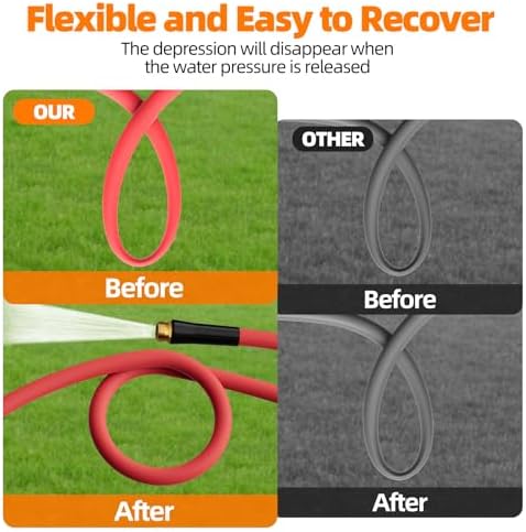 50ft x 5/8'' Hot/Cold Rubber Garden Water Hose, -50℉ to 190℉ - Image 4