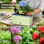 Oliz Window Box Planter 4 Packs, 14 Inches Rectangle Flower Pots with Breathable Drainage Holes, Pots for Vegetables, Herbs, Flowers, Garden Windowsill Balcony (Green & Grey) - Image 6