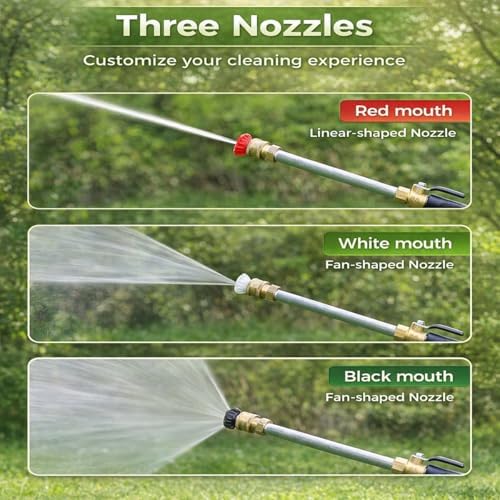Jet Nozzle Power Washer for Garden Hose,2026 Upgraded 2-In-1 High Pressure Wand with 3 Adjustable Nozzles and Quick Connectors with Three Spray Modes,for Car Washing Garden Outdoor Cleaning (Gray) - Image 4
