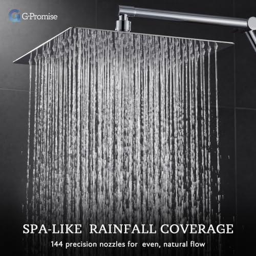 G-Promise All Metal 12 Inches Rainfall Shower Head with Handheld Combo - Image 2