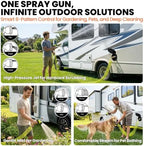 Exterior Sprayer Kit with All-Metal RV Spray Port, 16.4FT Coiled Hose with 8-Pattern Spray Nozzle & Black All-Metal Spray Port, Heavy Duty Marine Washdown Coil Hose System - Image 5