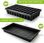 RooTrimmer 10 Pack 1020 Seed Starter Trays and 10 Pcs 40 Cell Plug Trays, Thick Durable Seedling Plastic Nursery Tray for TD542 1020 Tray Germination (10 Sets) - Image 2