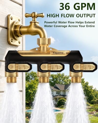 Garden Hose Splitter 3 Way, Heavy Duty Metal Water Spigot Splitter - Image 6