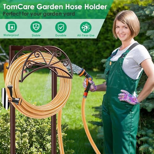 TomCare Garden Hose Holder, Heavy Duty Stand for 160FT Hose with 4 Spikes - Image 5