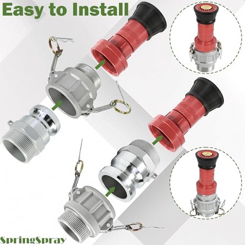 2 Inch NPSH Fire Hose Nozzle with Aluminum Camlock Couplings - Image 2