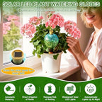SAVENNA Crackle Glass Plant Watering Globe with Terracotta Spike,Self-Watering Irrigation for Potted Plants, with Solar Accent Light for Indoor & Outdoor Décor, 17oz, Blue–Green Gradient - Image 2
