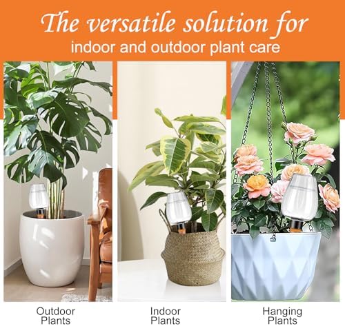 8 Pcs Plant Watering Globes Self Watering Planter Insert Plants Top Fill Water Device Plastic Water Bulbs Slow Release Terracotta for Plants, Clear - Image 6