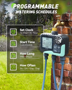 RAINPOINT 3 Zone Water Sprinkler Timer with Brass Inlet, IP65 Waterproof Hose Irrigation Timer, Rain Delay Manual Auto Watering System with Large LCD Display for Yard Lawn Garden, 2027 New Version - Image 4