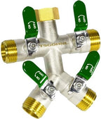 4 Way Garden Hose Splitter, 3/4” GHT Heavy Duty Brass by TSGOHNL
