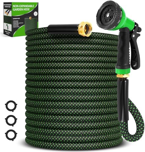 Garden Hose 50ft, Non-Expanding Water Hose with 10 Function Nozzle by AdvinskiGardenhose