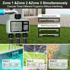 Watering Timer 3 Zone, Sprinkler Timer, Programmable Garden Outdoor Hose Faucet Timer with Rain Delay, Auto & Manual Watering System,Water Hose Irrigation Timers 3 Outlet for Garden Lawn - Image 4